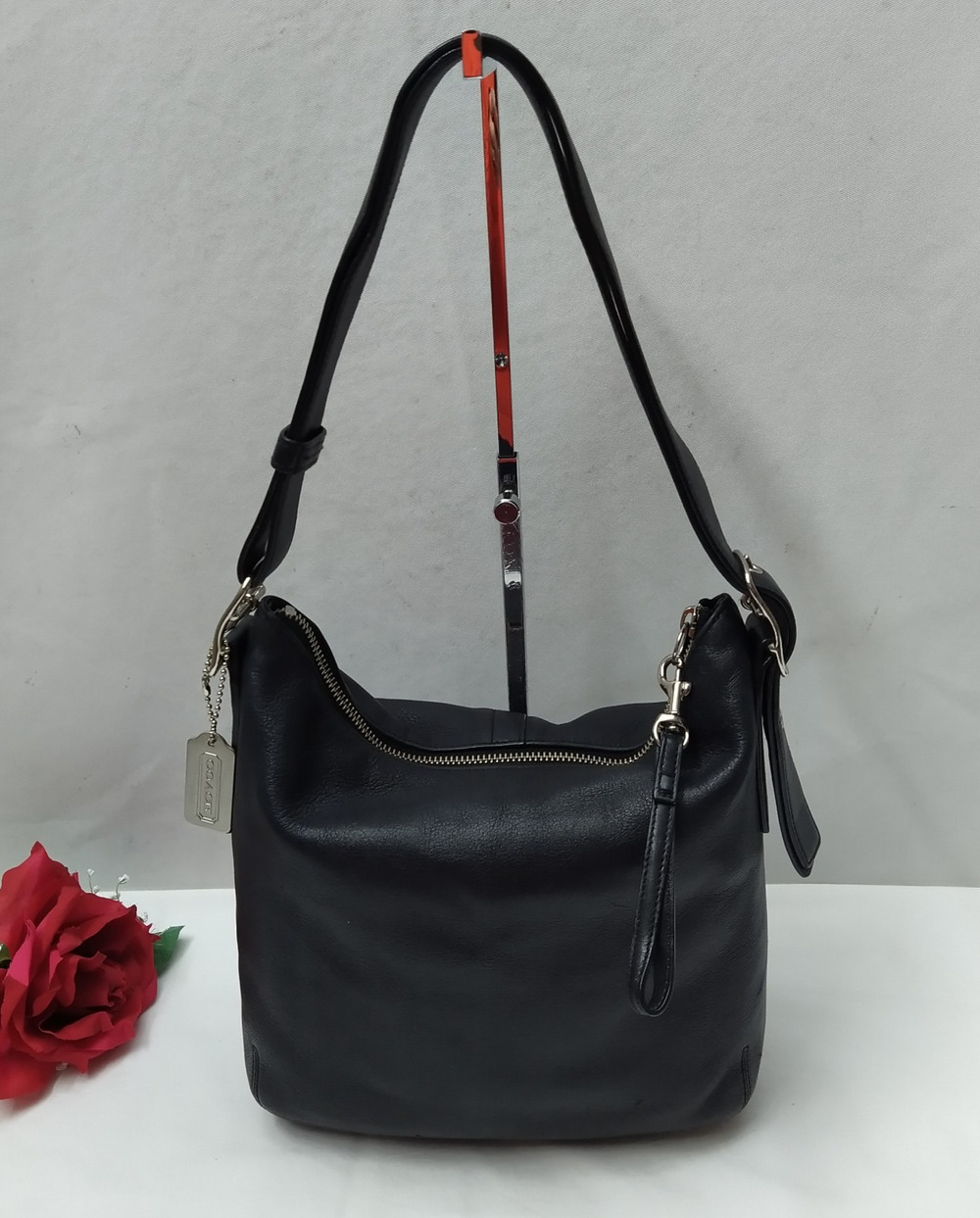 Coach Black Leather Zipper Closure Crossbody Shoulder Bag - Vintage